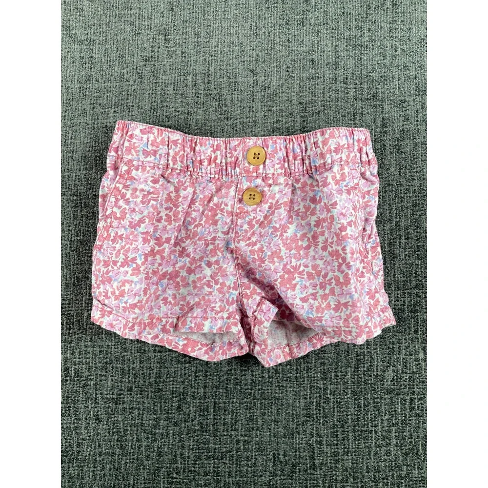 OshKosh B'gosh Toddler Girls Pink Floral Pull On Shorts Size 3T Elastic Waist
